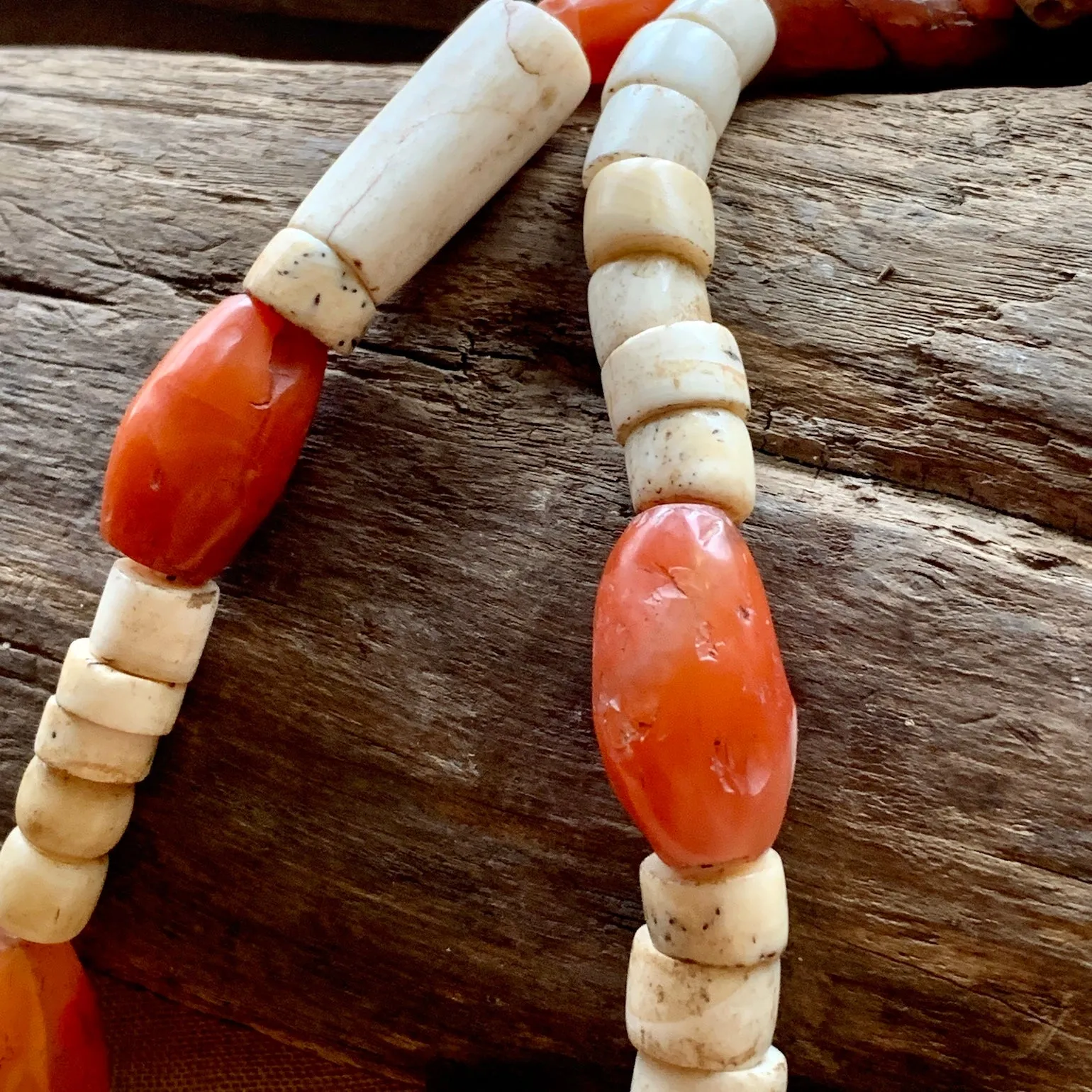 Antique Tibetan Carnelian & Shell Beads