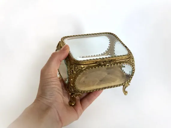 Antique Tuft Ormolu Filigree Jewelry Box