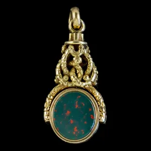 Antique Victorian Agate Fob Seal Pendant 18Ct Gold Circa 1870