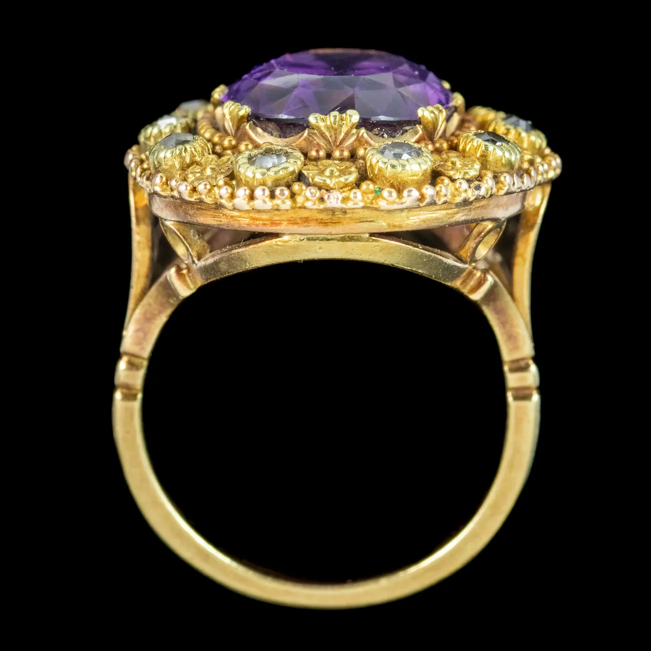 Antique Victorian Amethyst Diamond Ring 7.2ct Amethyst