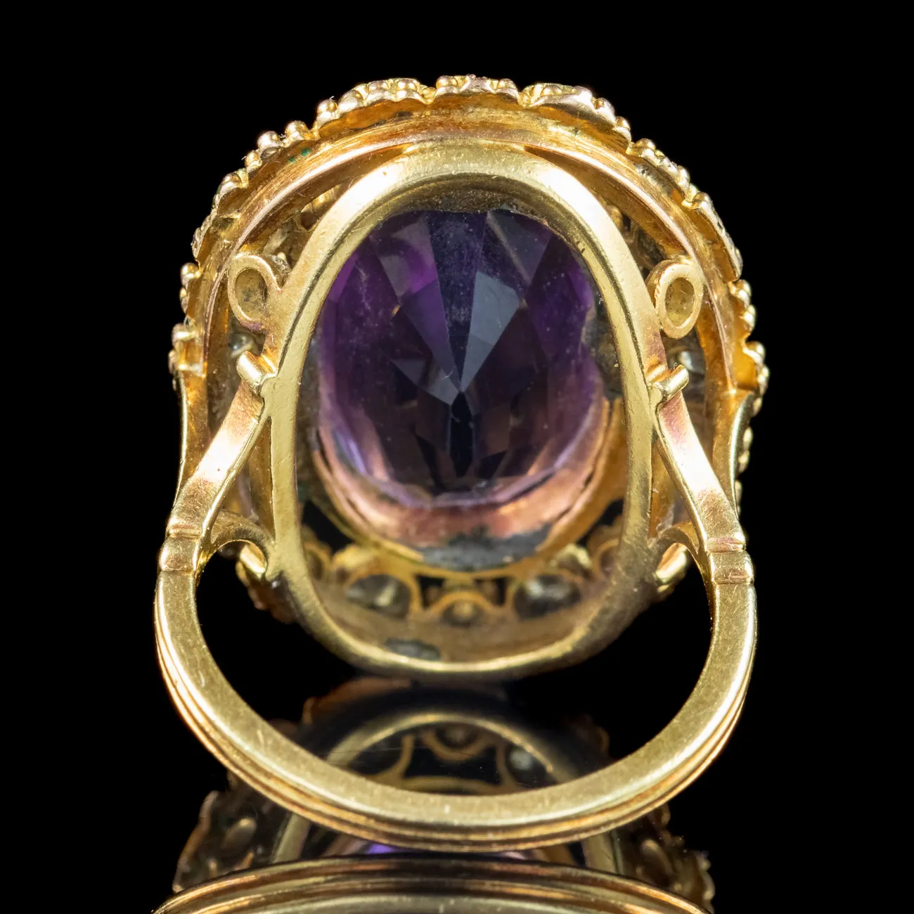 Antique Victorian Amethyst Diamond Ring 7.2ct Amethyst