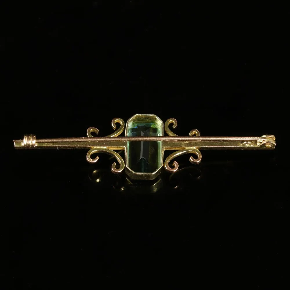 Antique Victorian Blue Paste Gold Brooch