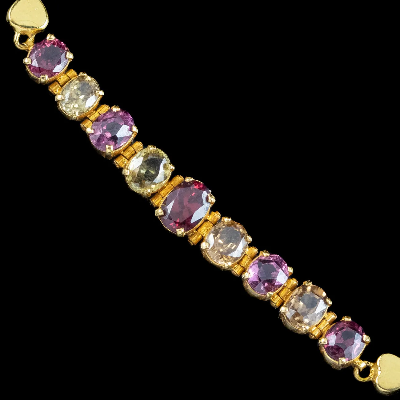 Antique Victorian Tourmaline Heart Bracelet 18ct Gold