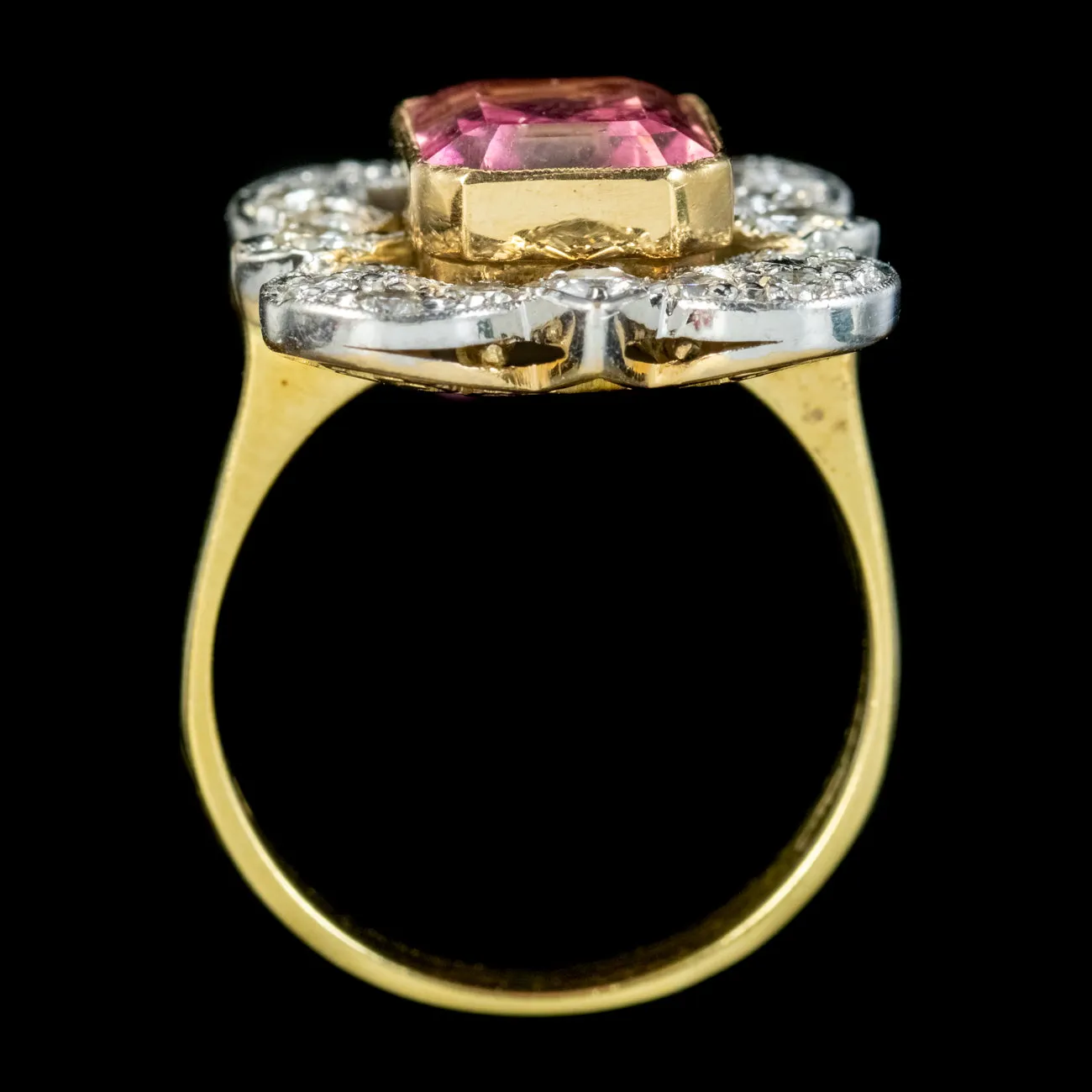 Art Deco Pink Tourmaline Diamond Ring 4.10ct Tourmaline Circa 1920 With Cert