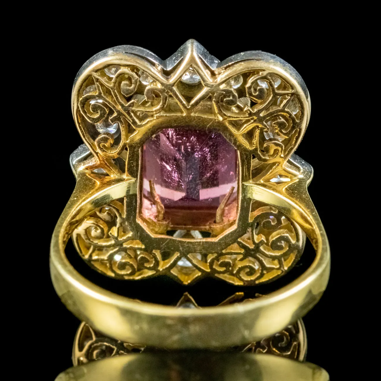 Art Deco Pink Tourmaline Diamond Ring 4.10ct Tourmaline Circa 1920 With Cert