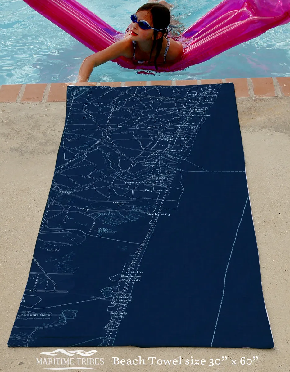 Asbury to Lavallette NJ Blueprint Quick Dry Towel