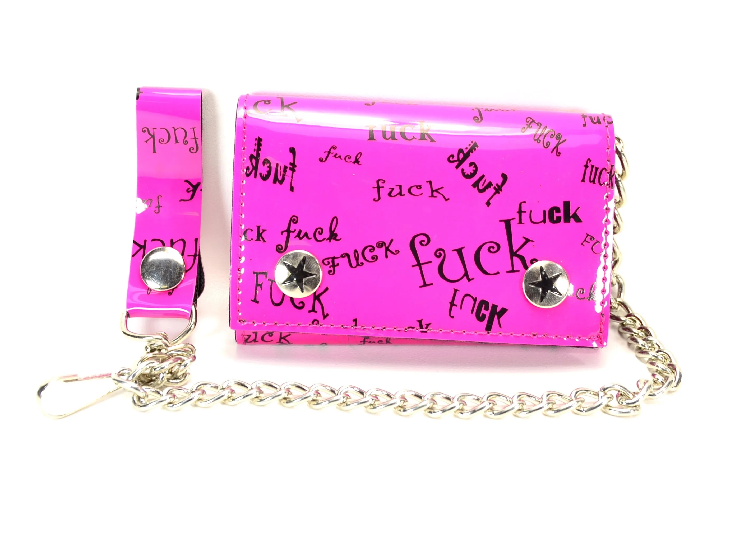 AssortedTri Fold Wallet With White 'F' Word Print