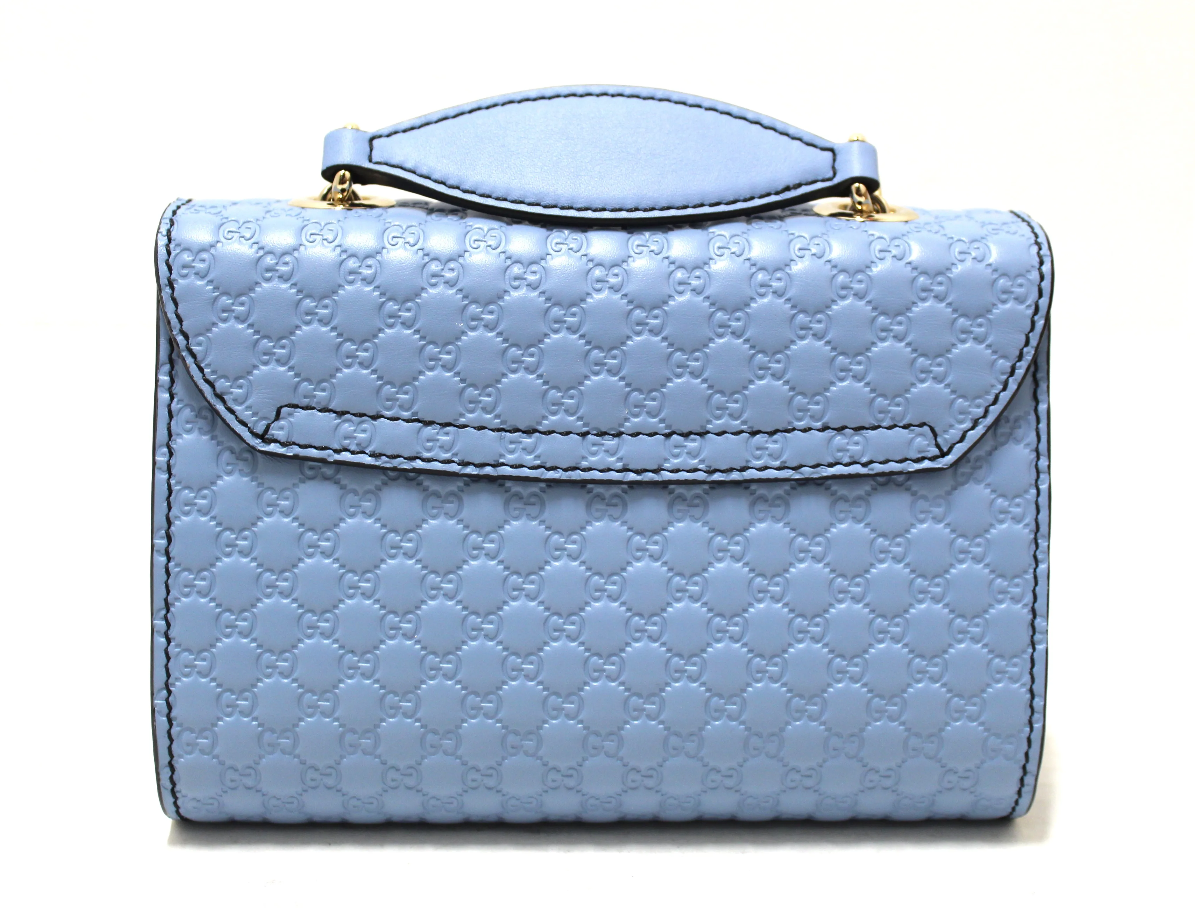 Authentic New Gucci Baby Blue Micro Guccissima Leather Mini Emily Messenger Bag 449636