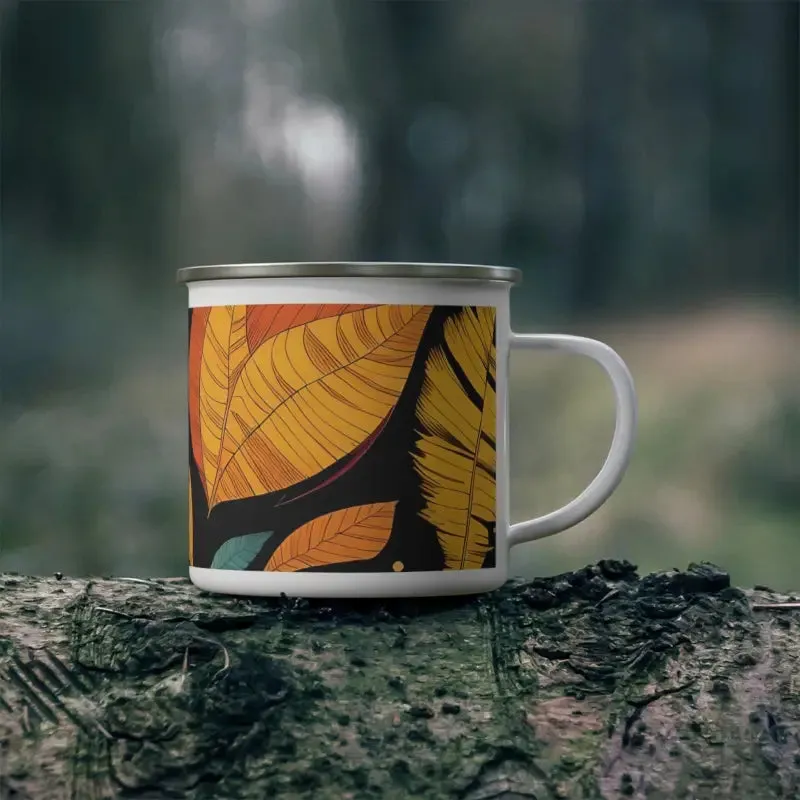 Autumn Leaves Enamel Camping Mug - Embrace the Season!