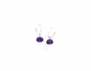 B E hoops with amethyst drops