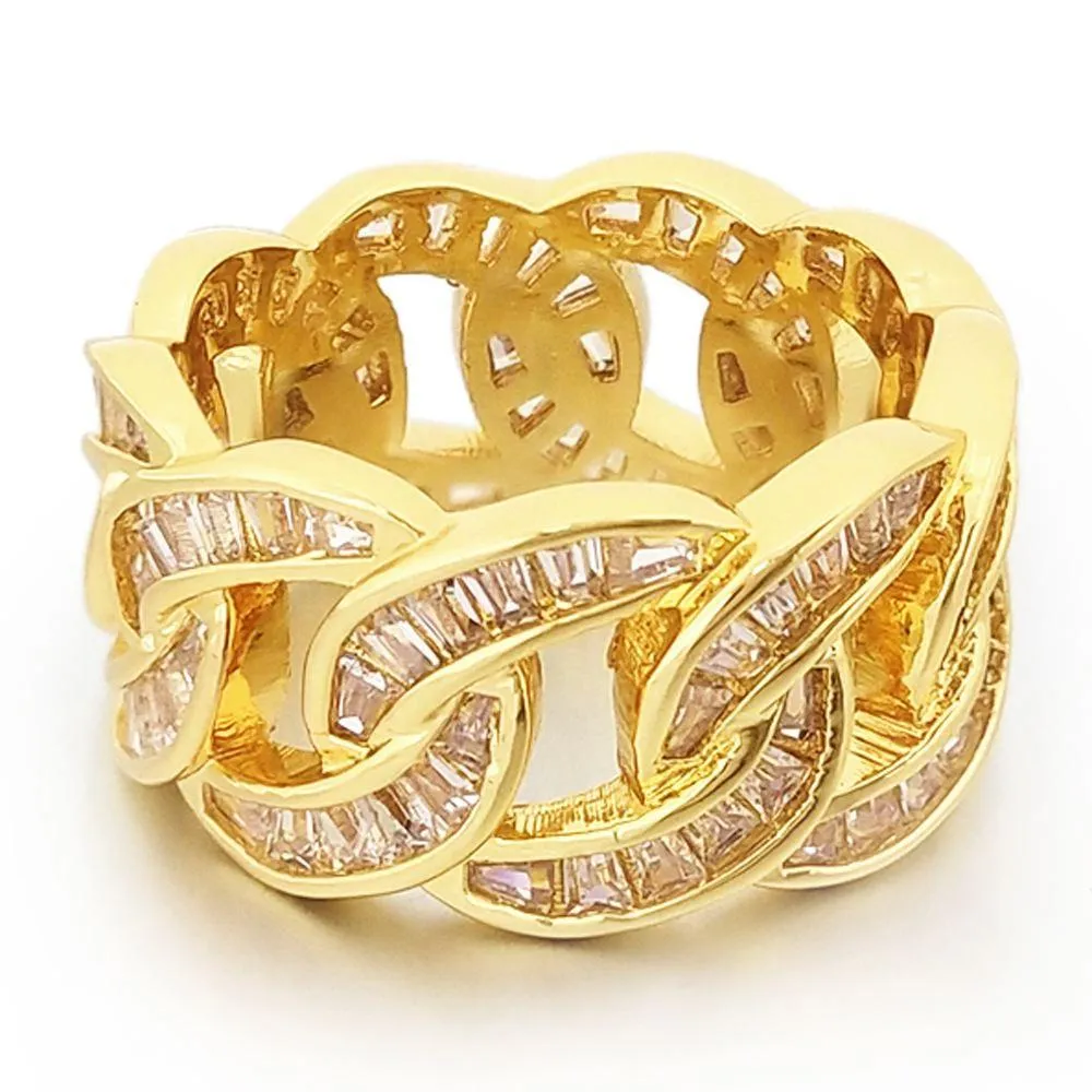 Baguette Cuban CZ Eternity Band Hip Hop Ring