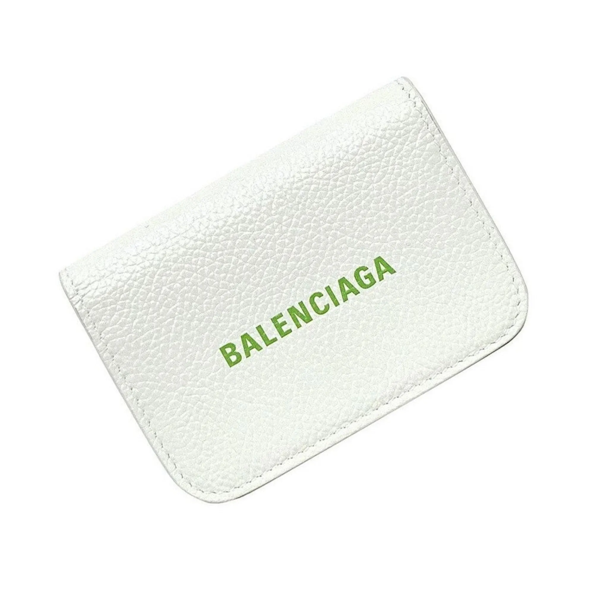 Balenciaga Everyday White Leather Logo Mini Trifold Wallet