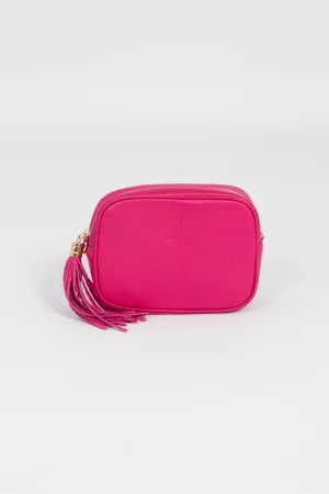 Beau - Italian Leather Crossbody Bag - Raspberry, Pebbled