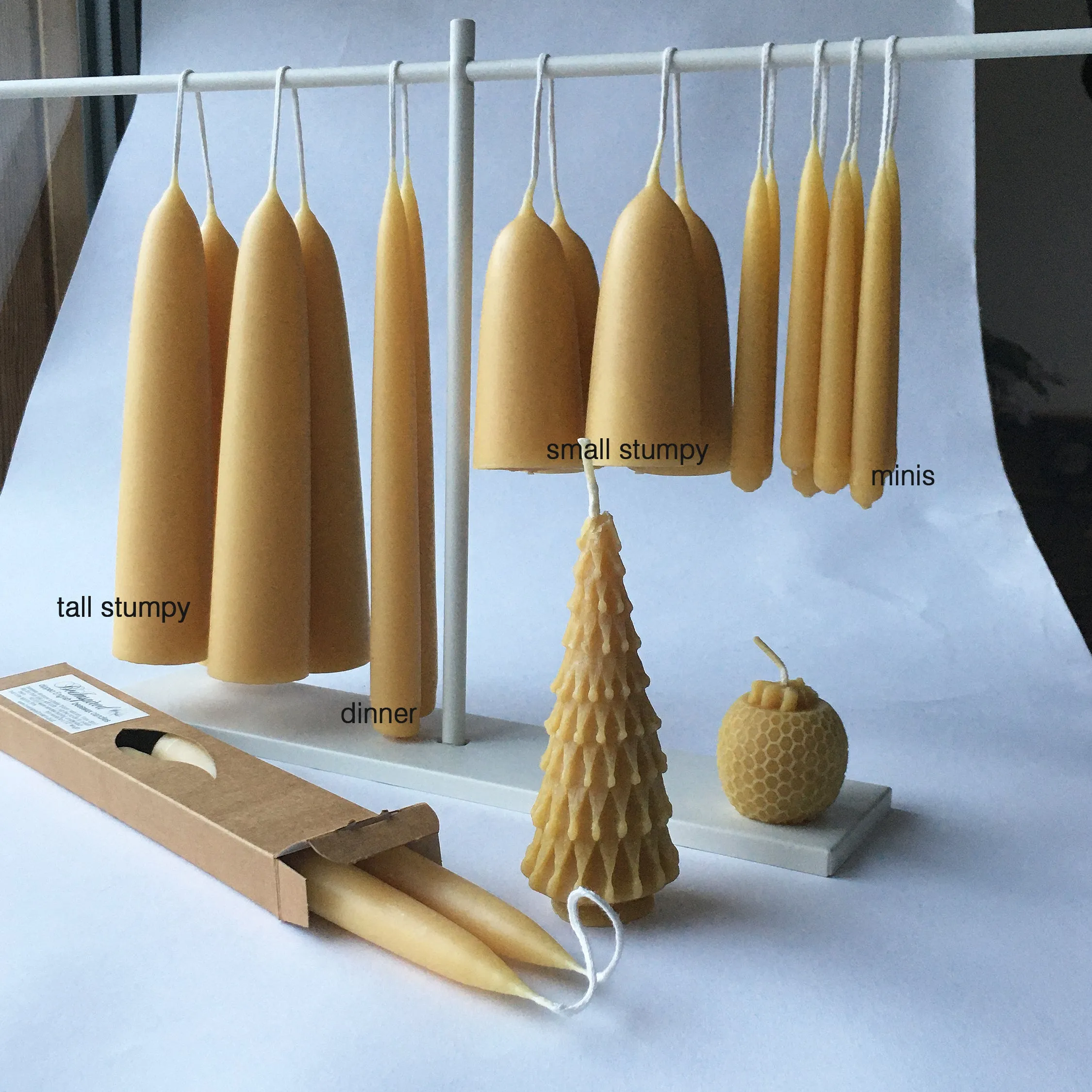 beeswax pair of mini candle dipped