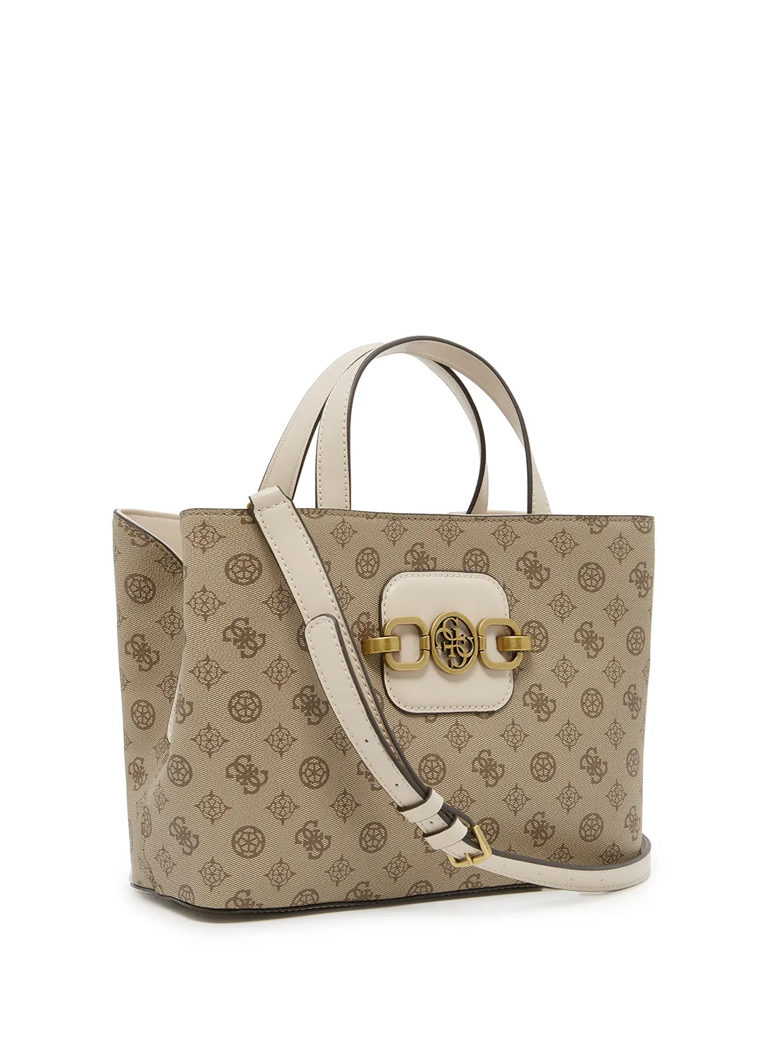 Beige Multi Print Hensely Logo Girlfriend Satchel