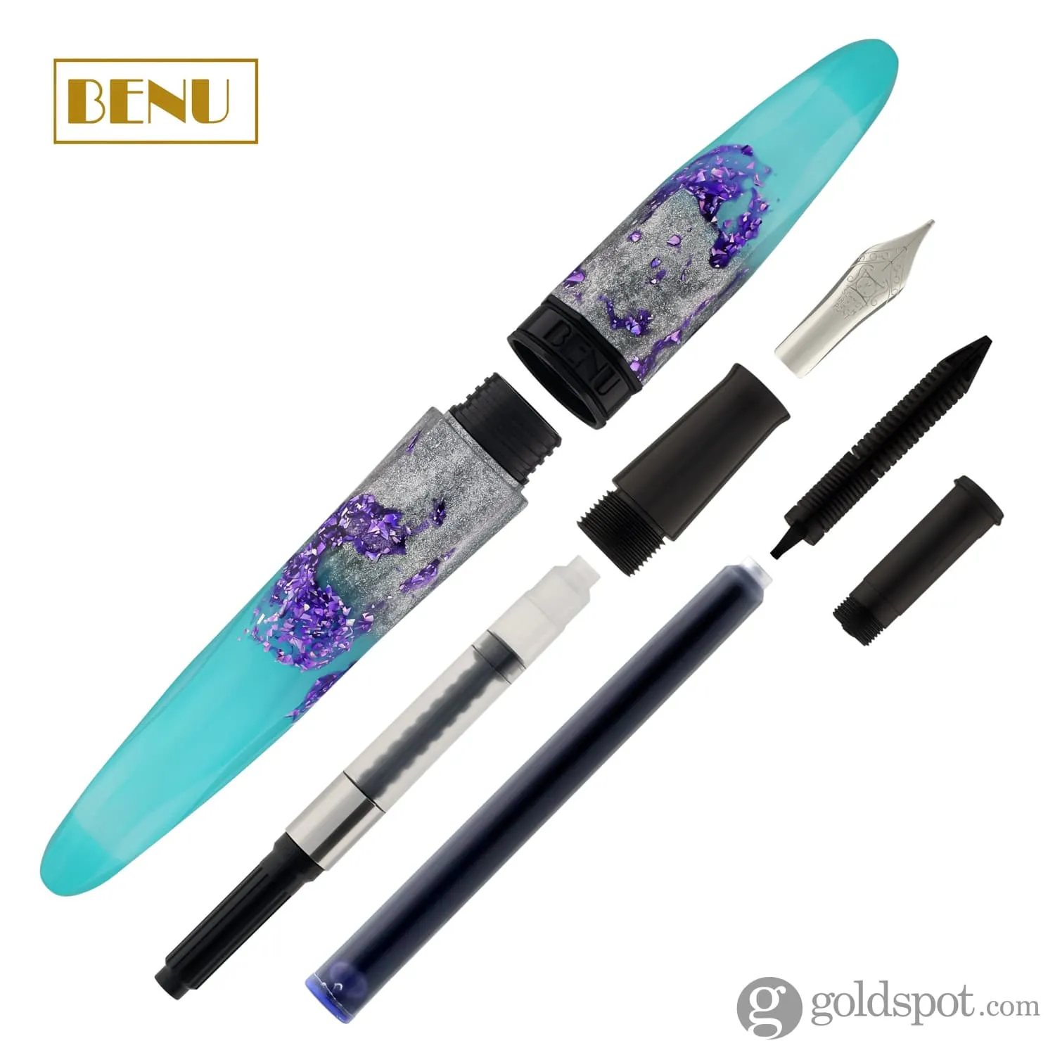 Benu Briolette Fountain Pen in Luminous Lagoon