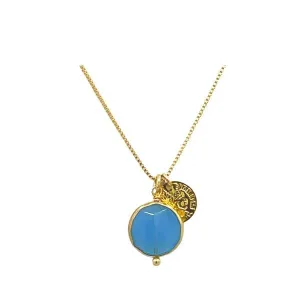 Bezel Set Gemstone Cluster Necklace: Blue Chalcedony (NGCH7446BC)