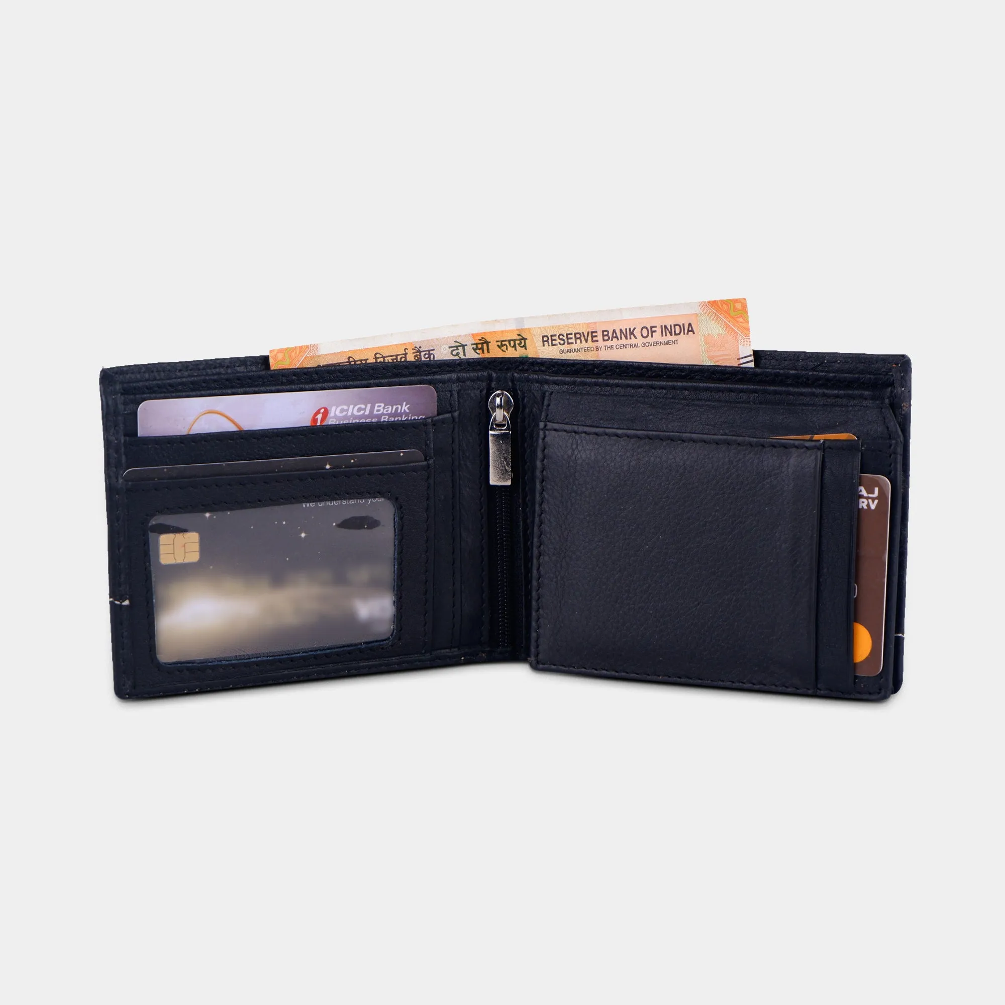 Bi-fold Black Buffalo Leather Wallet