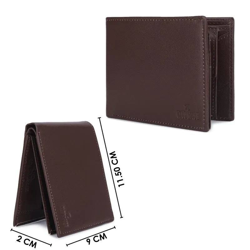 Bi-Fold Wallet with RFID Protection & Multiple Card Slots | Coin Pocket | Dark Brown | Genuine Leather