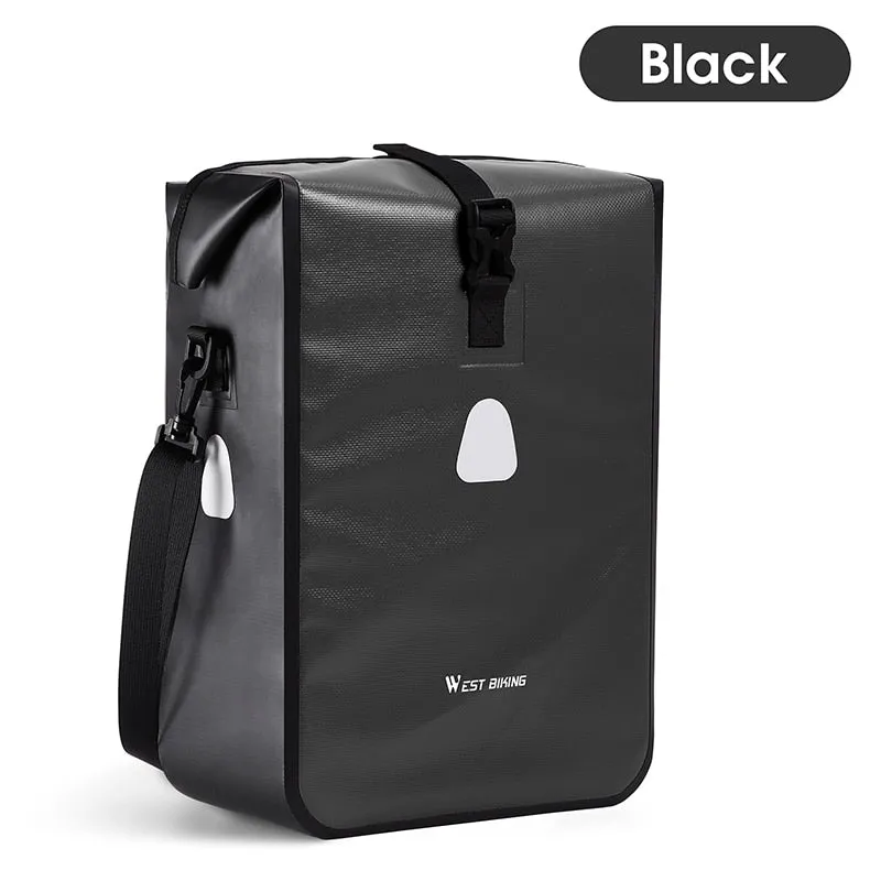 Bicycle Rear Side Bag Fully Waterproof PVC Pannier Expandable 12-15L Bike Carrier Bag Quick Release MTB Shoulder Bag