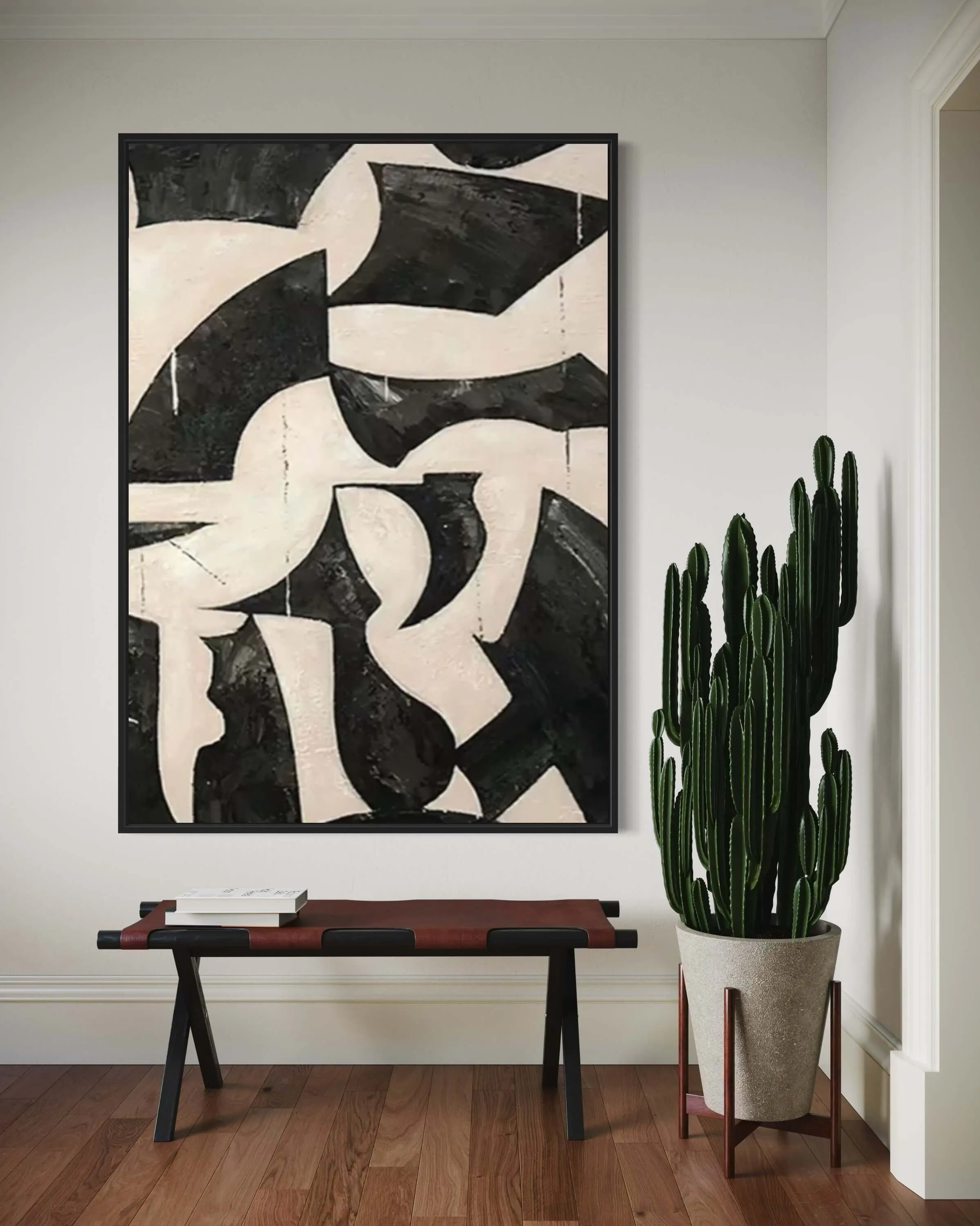 Black and Cream Geometric Style Wall Art 1