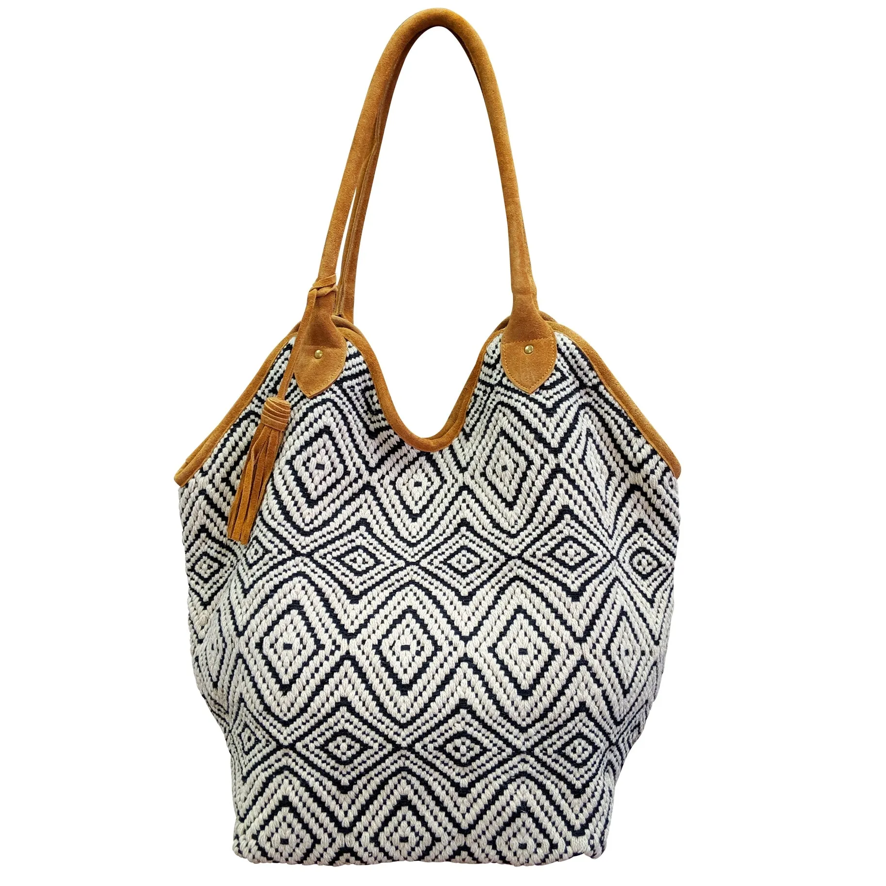 Black and White Diamond Bucket Tote Bag