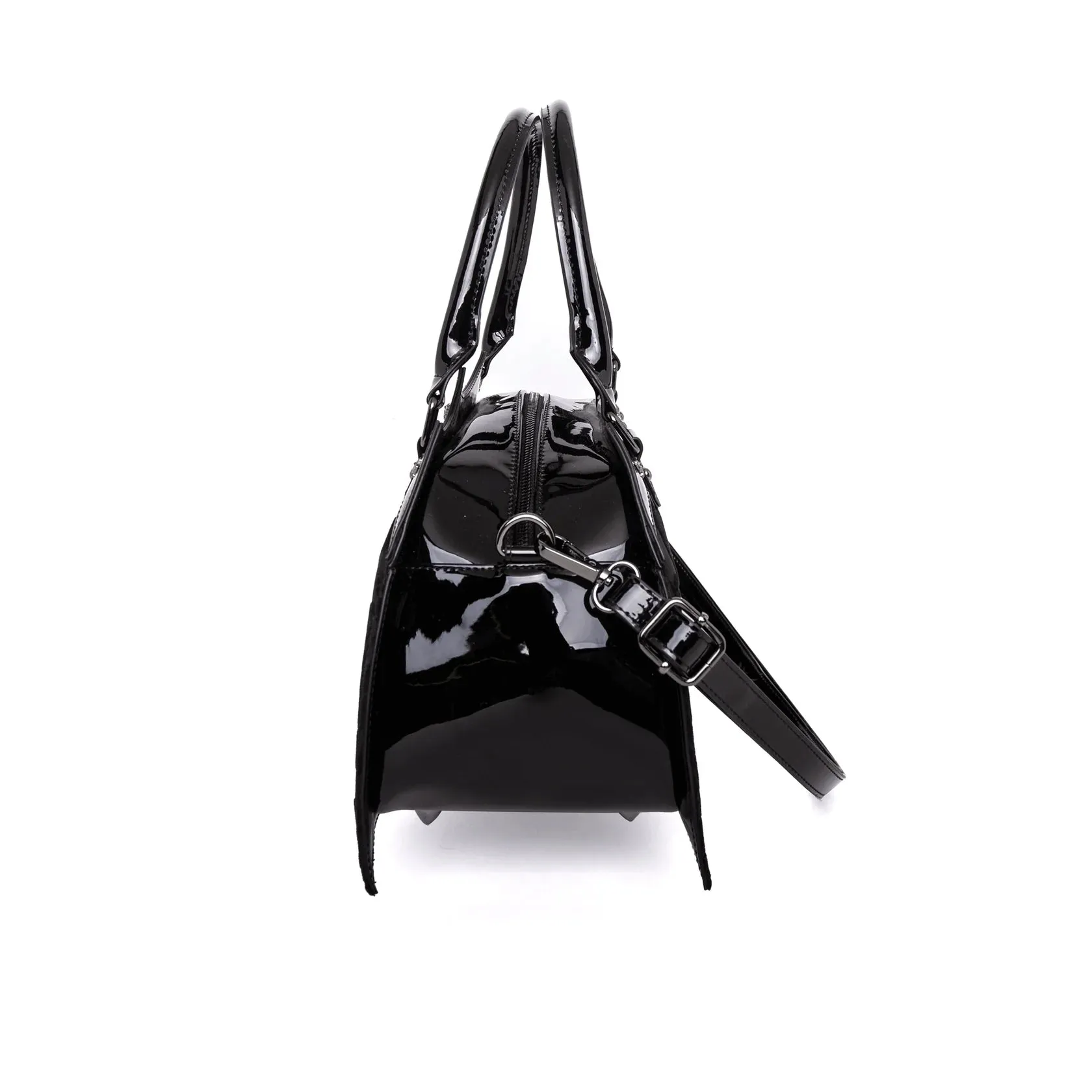 Black Damask Bat Shaped Crossbody Handbag