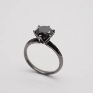 Black Diamond Ring, 18k Black Gold 2.55ct Natural Black Diamond with GIA cert