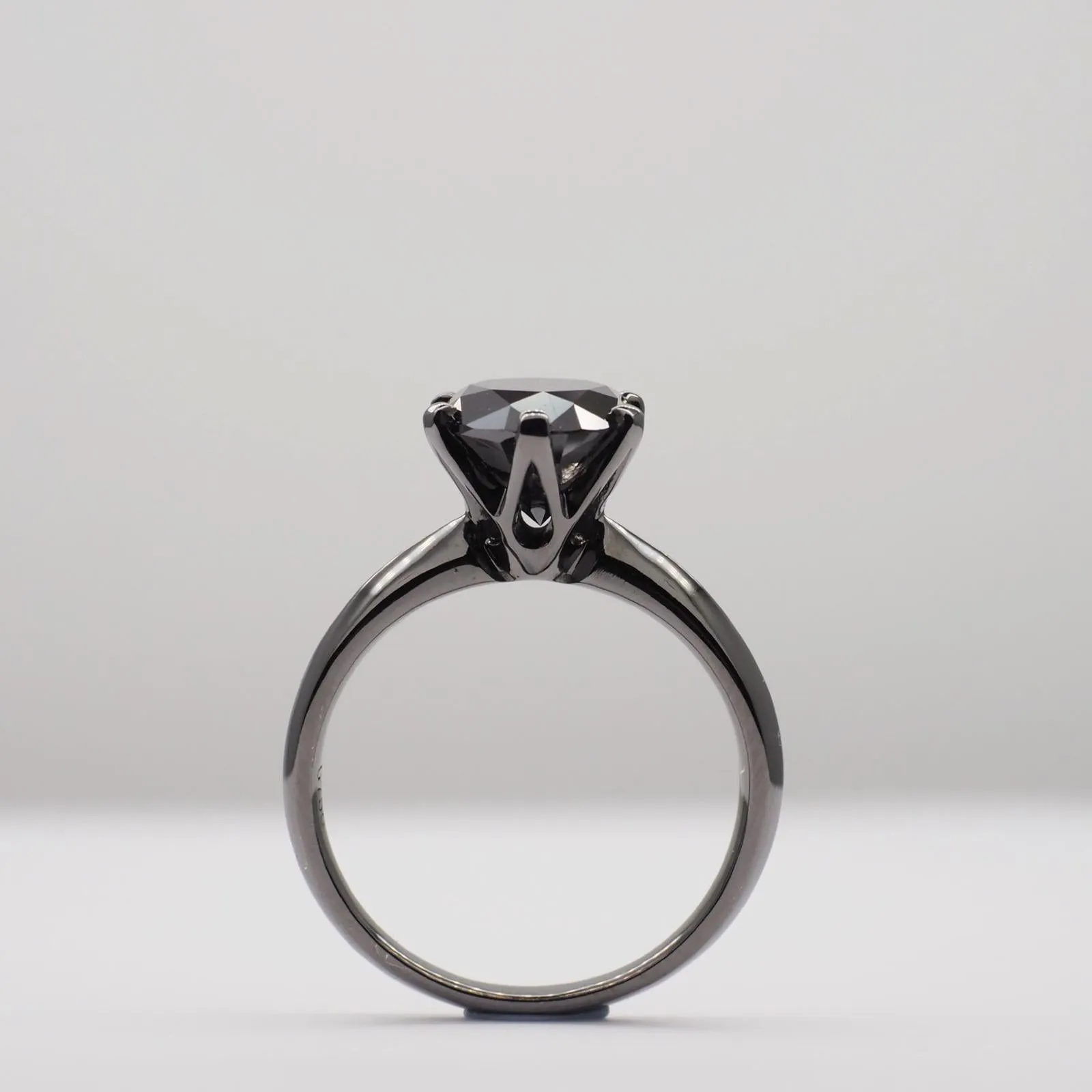 Black Diamond Ring, 18k Black Gold 2.55ct Natural Black Diamond with GIA cert