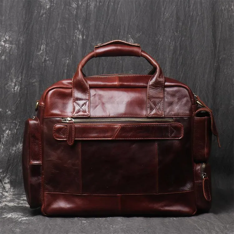 Black Oiled Leather Men's Professional Briefcase 13‘’ Laptop Handbag Business Bag For Men