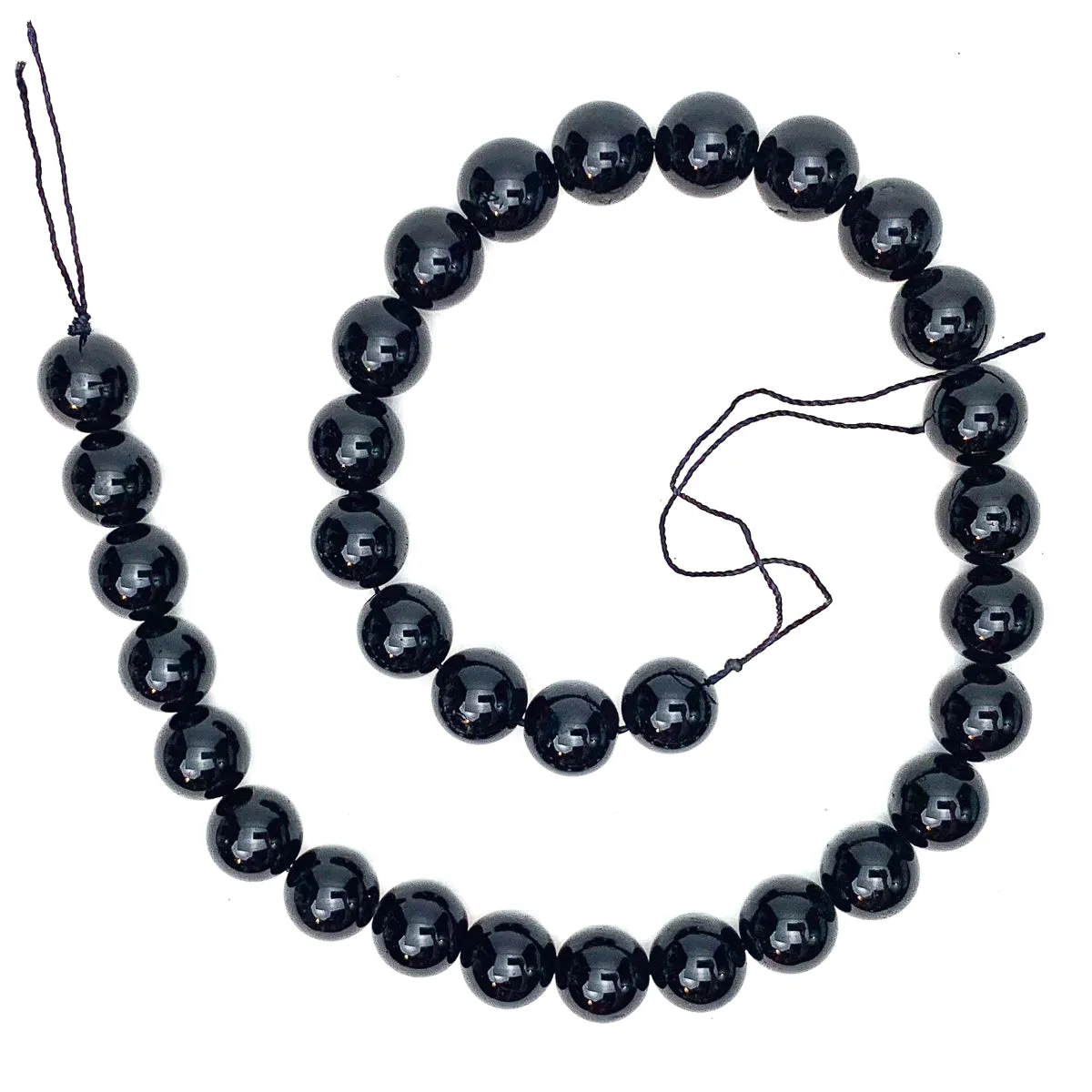 Black Tourmaline 12mm Smooth Rounds Bead Strand