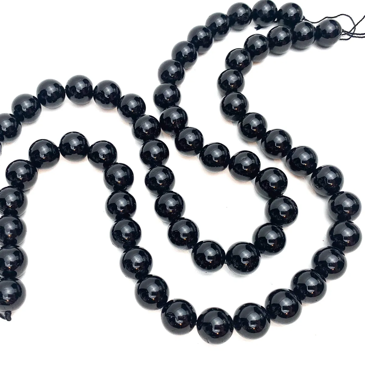 Black Tourmaline 12mm Smooth Rounds Bead Strand