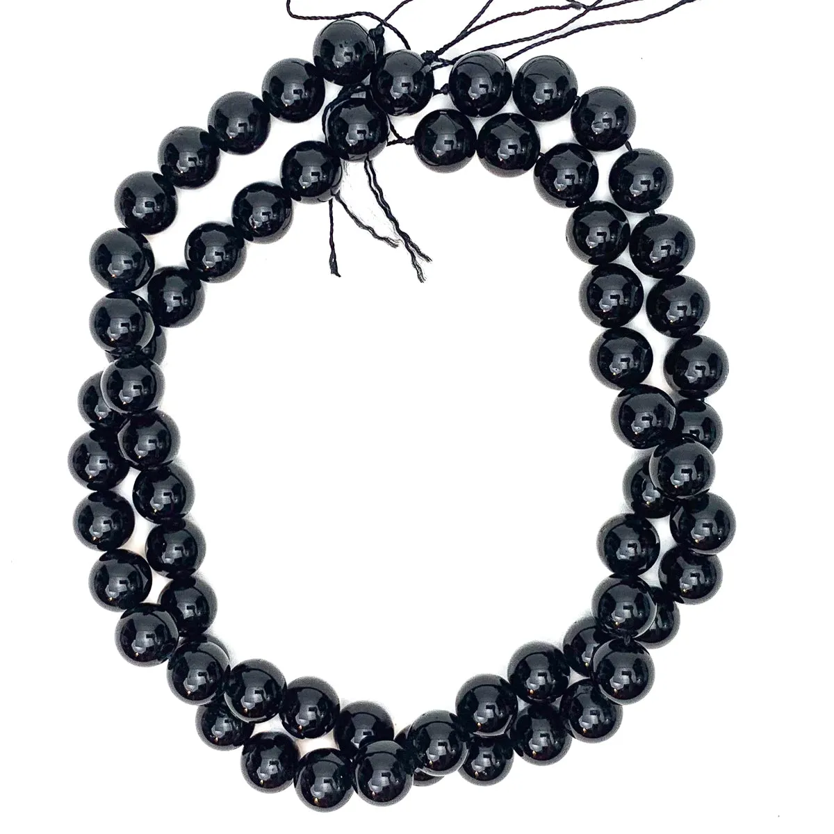 Black Tourmaline 12mm Smooth Rounds Bead Strand