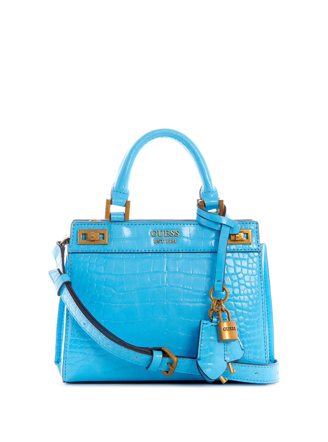 Blue Katey Croc Mini Satchel Bag