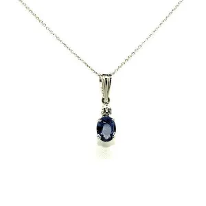 Blue Sapphire And Diamond Classic Pendant AD No. 0507