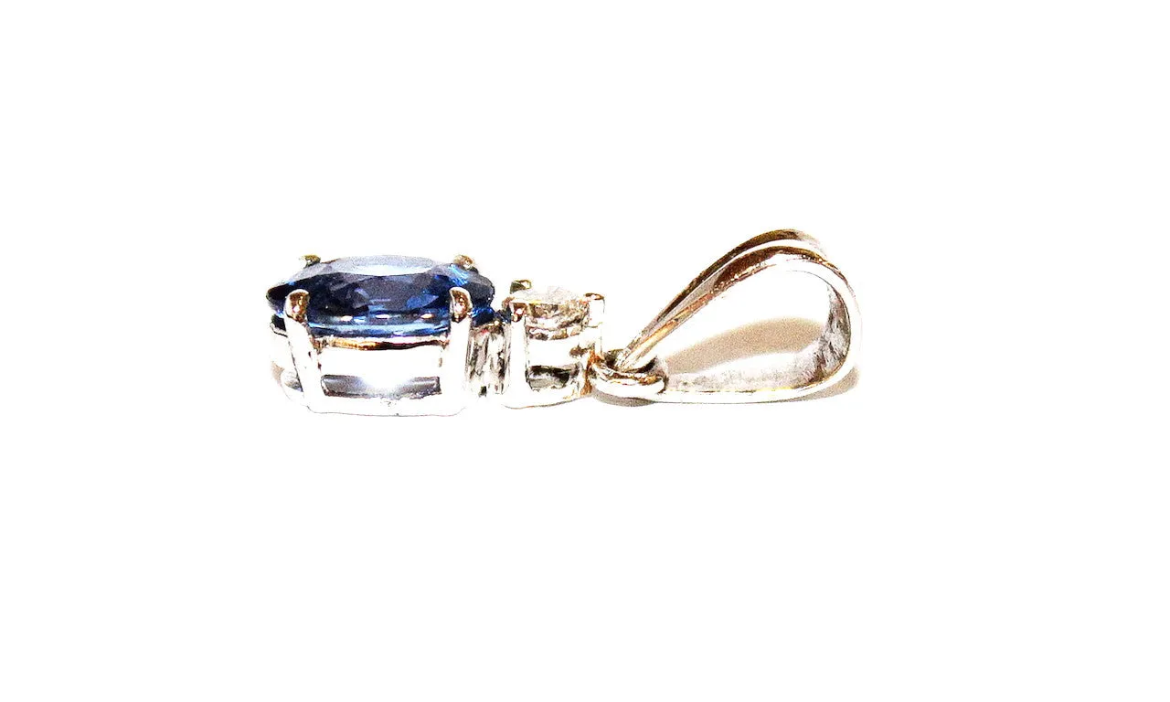 Blue Sapphire And Diamond Classic Pendant AD No. 0507