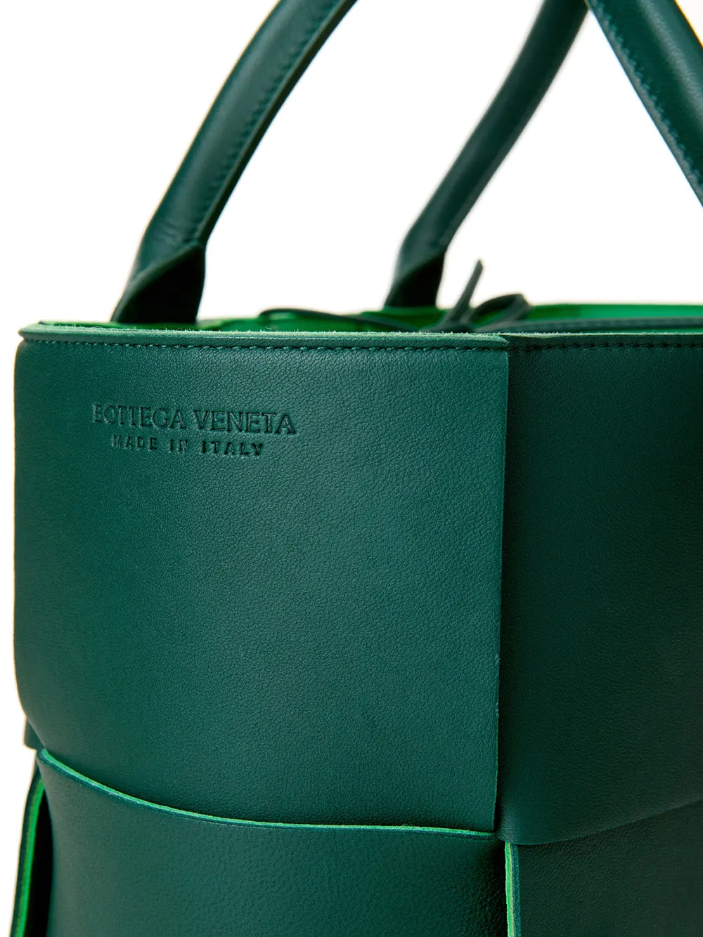 Bottega Veneta Elegant Green Leather Tote Arco Bag