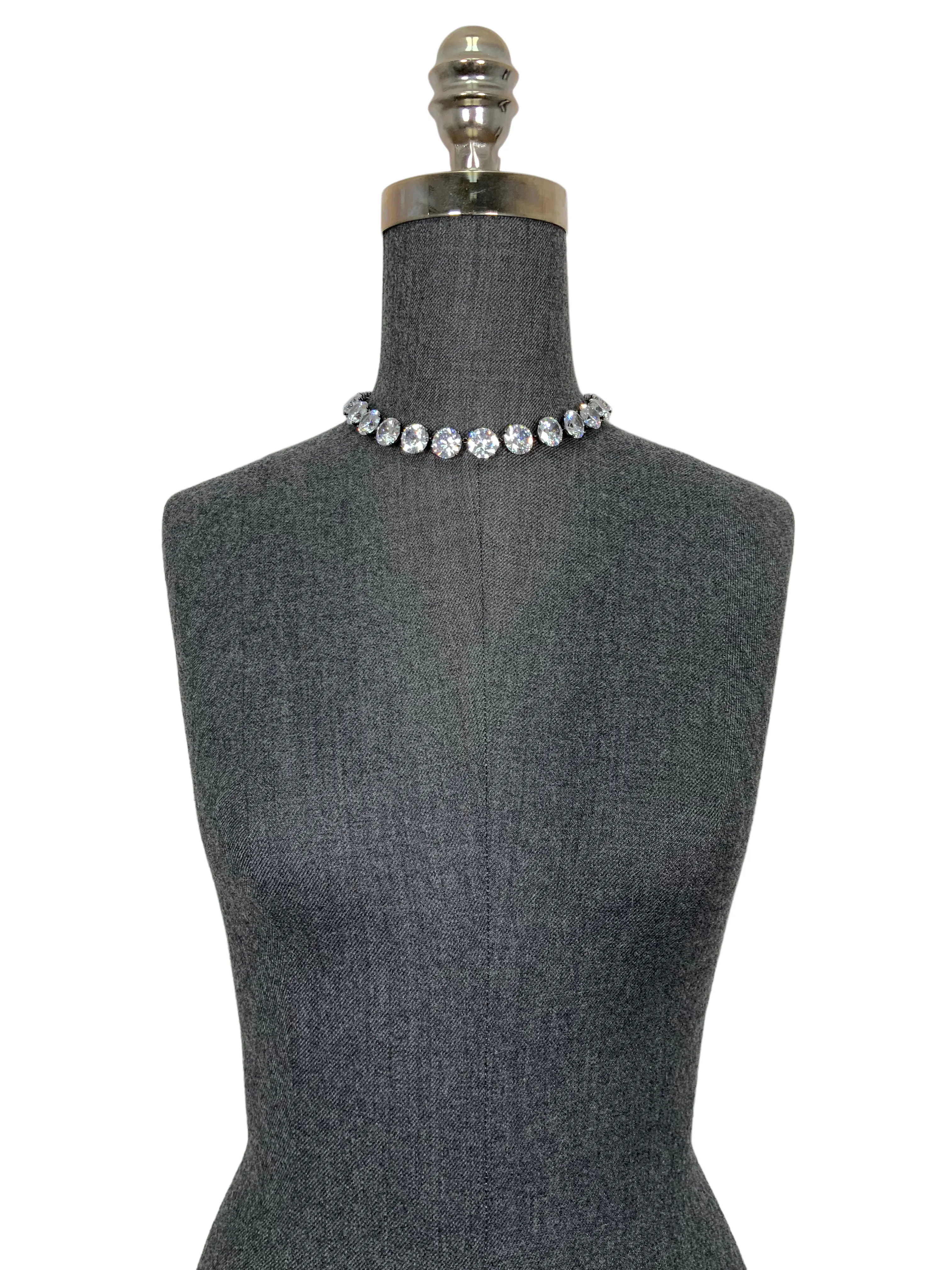 Bottega Veneta Oxidized Sterling Silver Cubic Zirconia Necklace