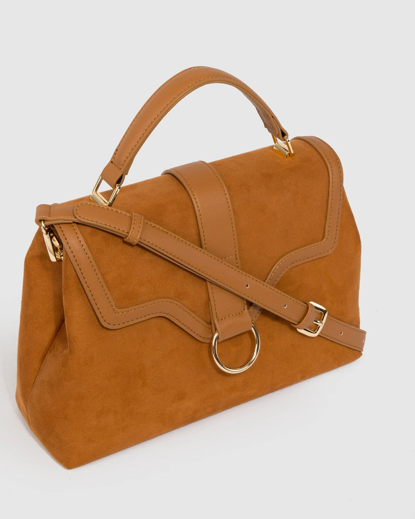 Brown Asma Ring Top Handle Bag