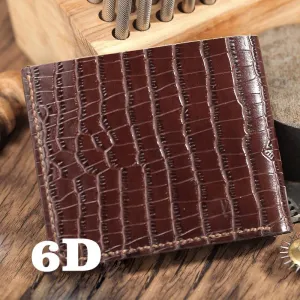 Brown Crocodile Pattern Leather Mens  billfold Wallet Bifold Small Wallet For Men