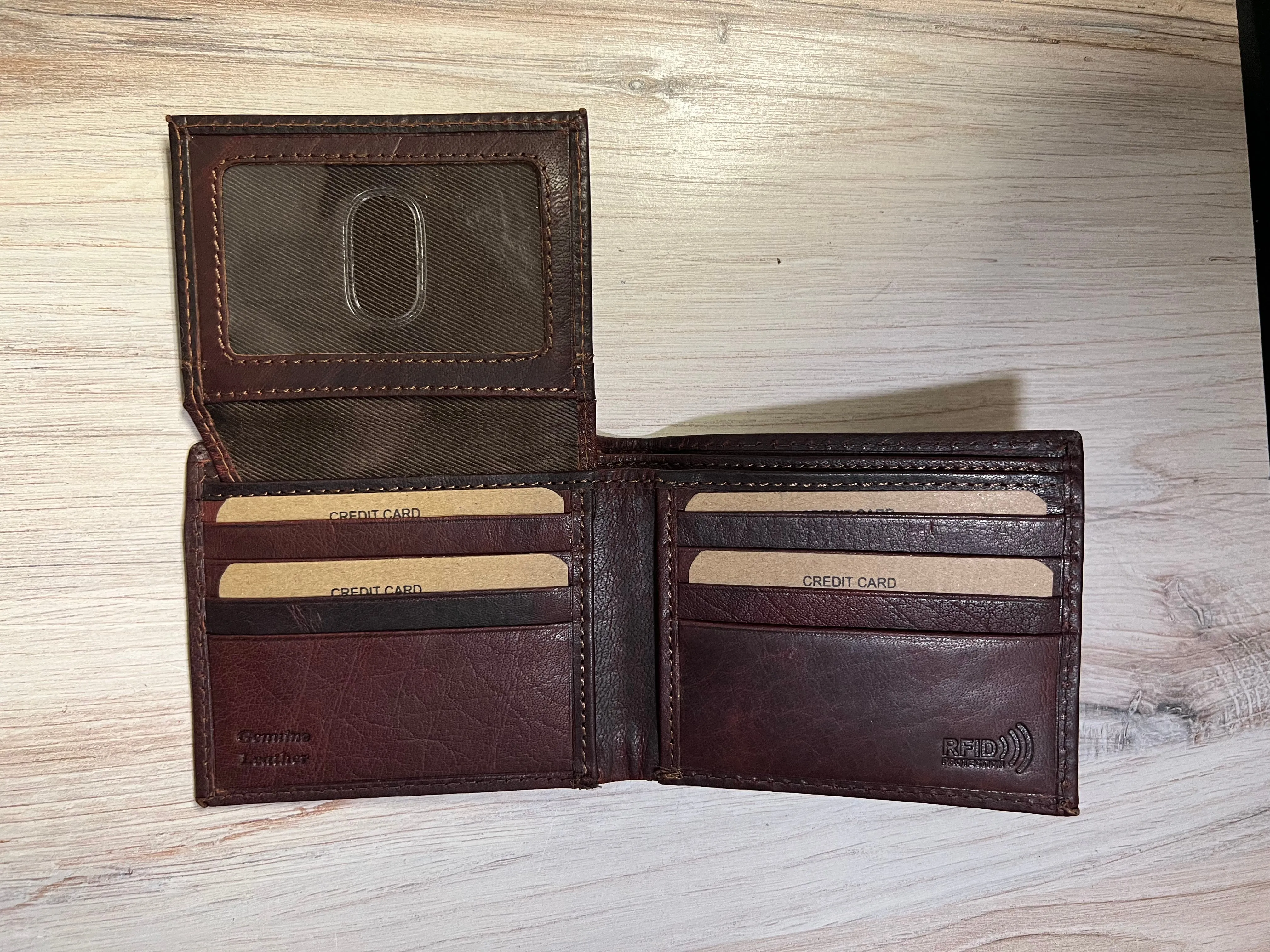 Brown Leather Bifold Flip Up Wallet 51382