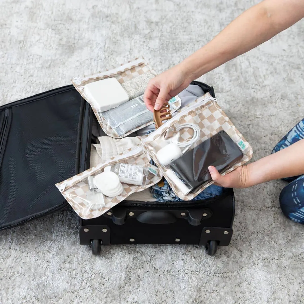 Bumkins Clear Travel Bags - Sand Check