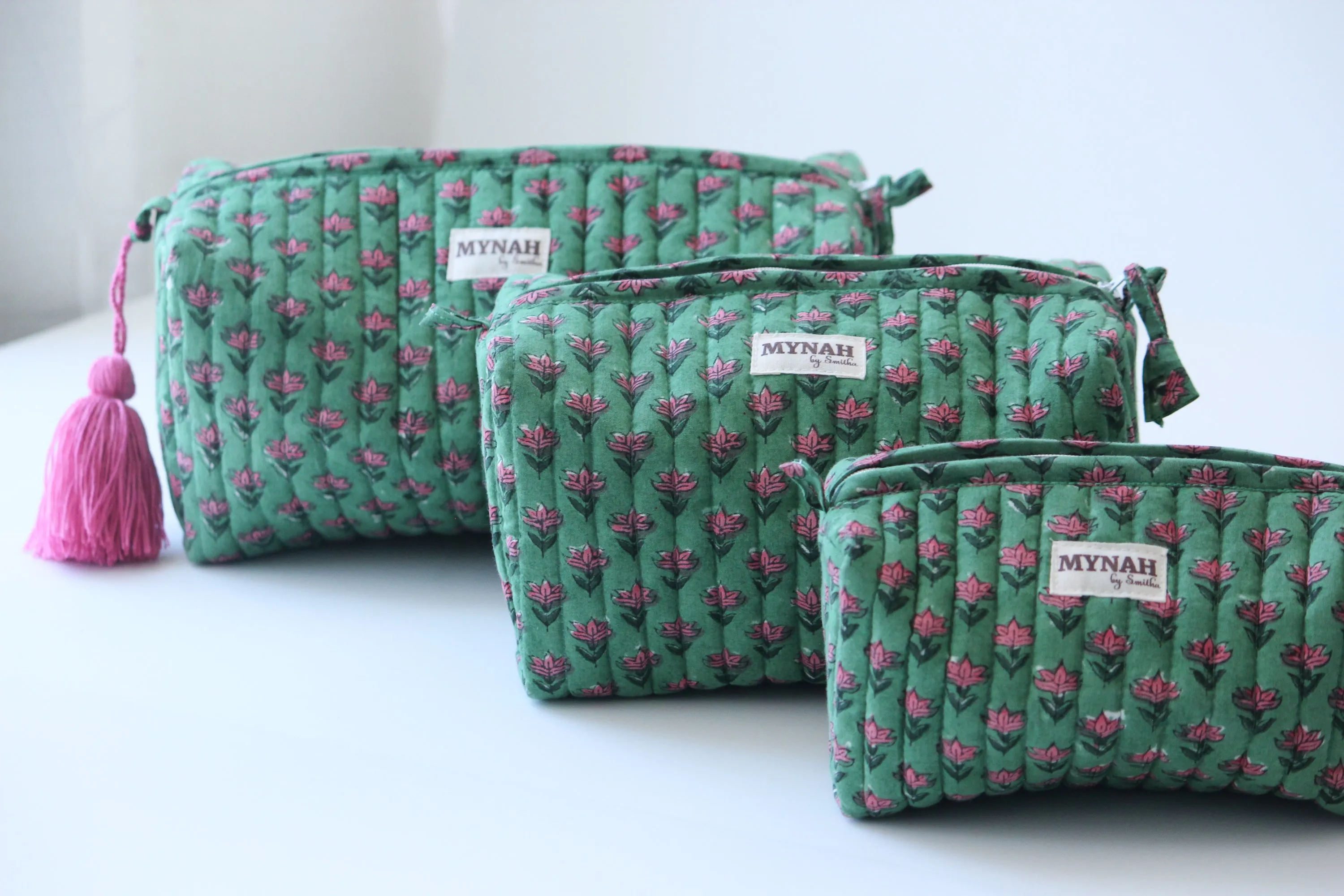 'CACTUS BUDS'  printed travel/makeup zipper pouch-LARGE only