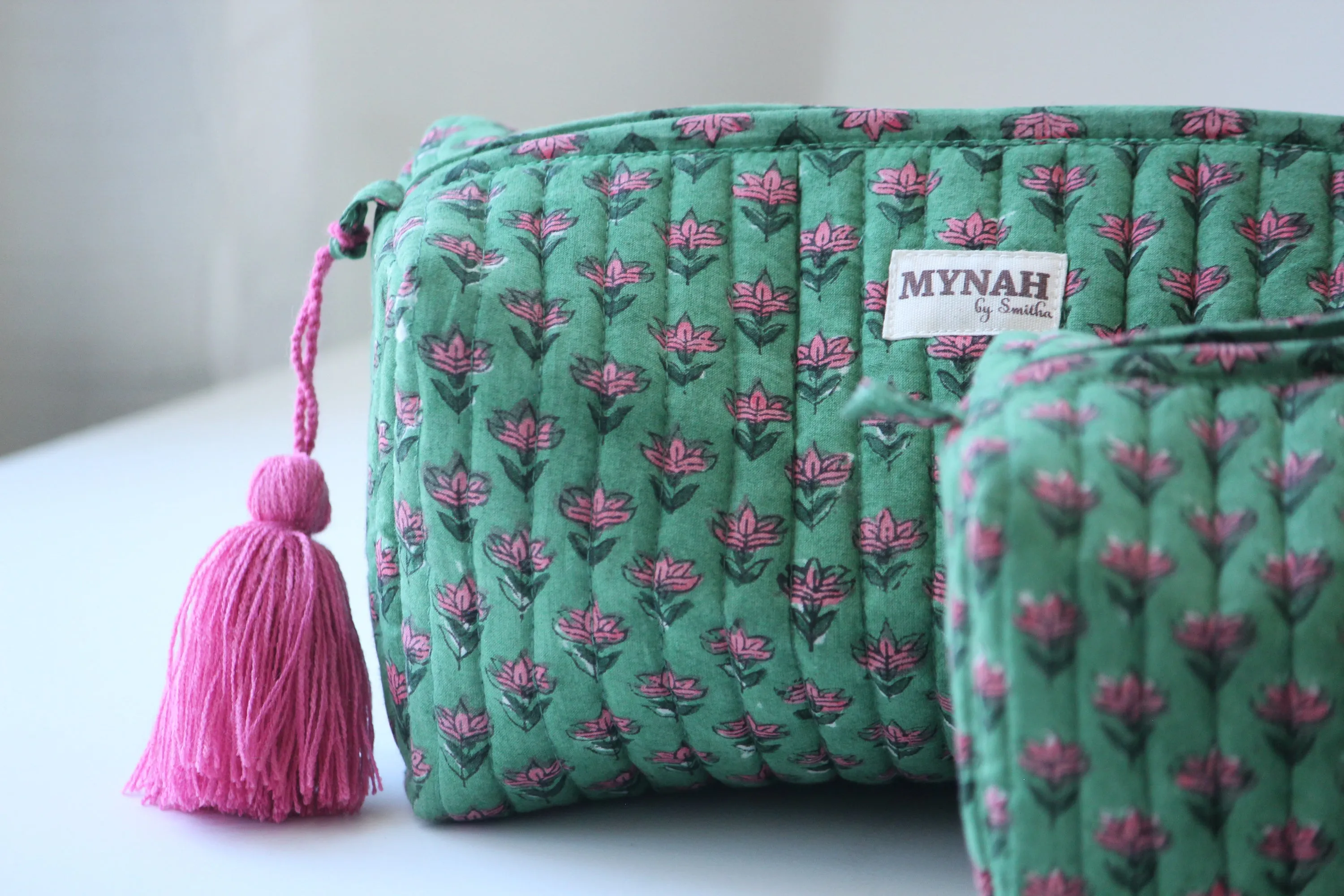 'CACTUS BUDS'  printed travel/makeup zipper pouch-LARGE only