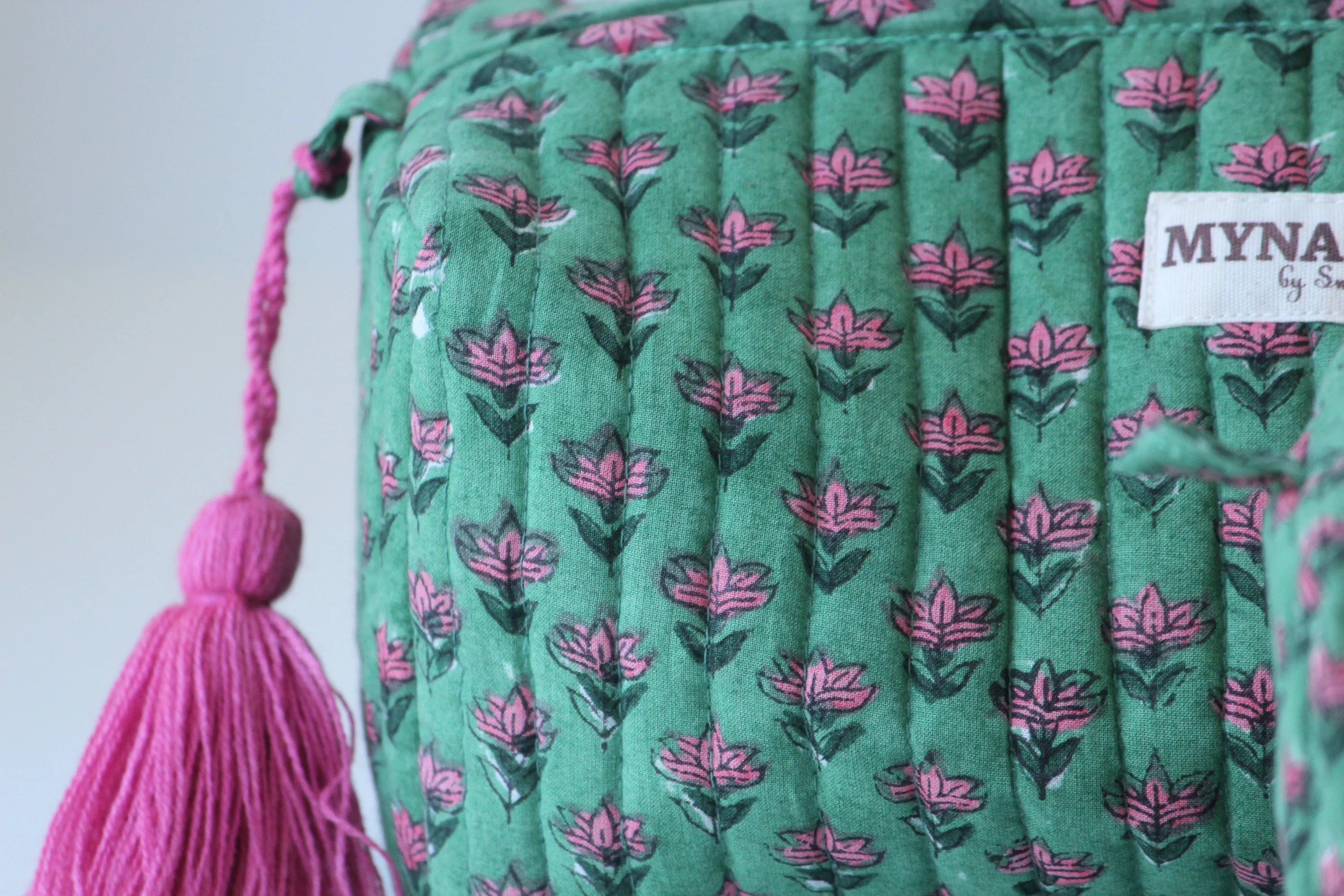 'CACTUS BUDS'  printed travel/makeup zipper pouch-LARGE only