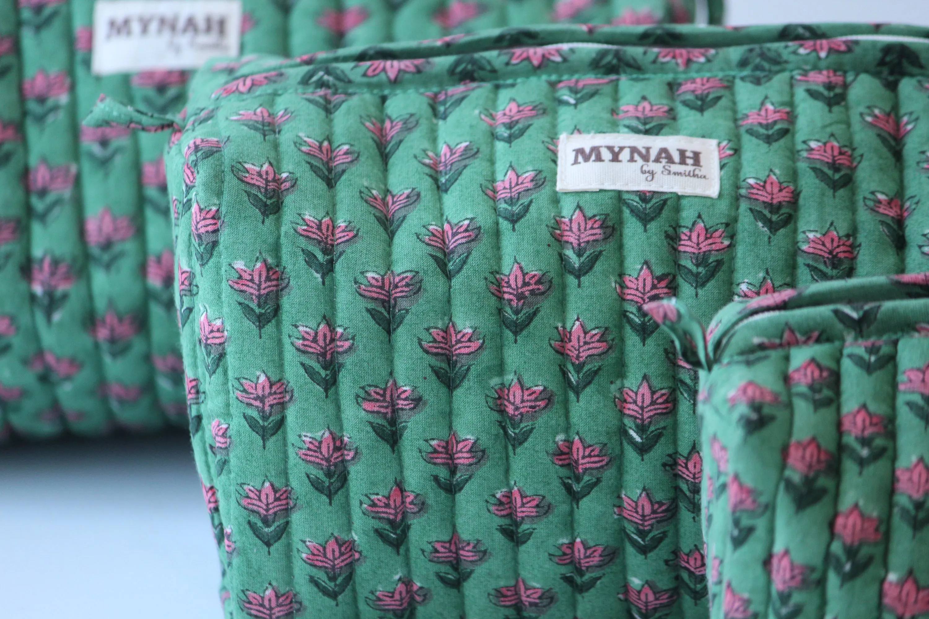 'CACTUS BUDS'  printed travel/makeup zipper pouch-LARGE only