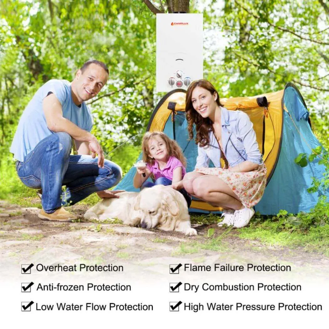 Camplux 2.64 GPM Propane Portable Gas Water Heater With Digital Display, White