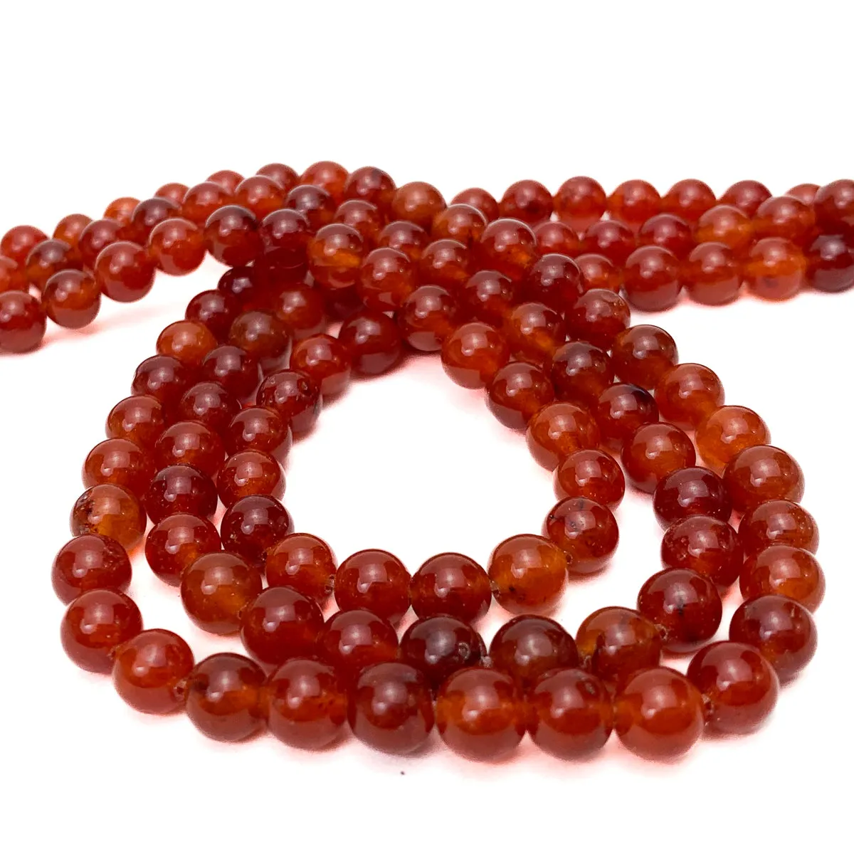 Carnelian 8mm Smooth Rounds Bead Strand