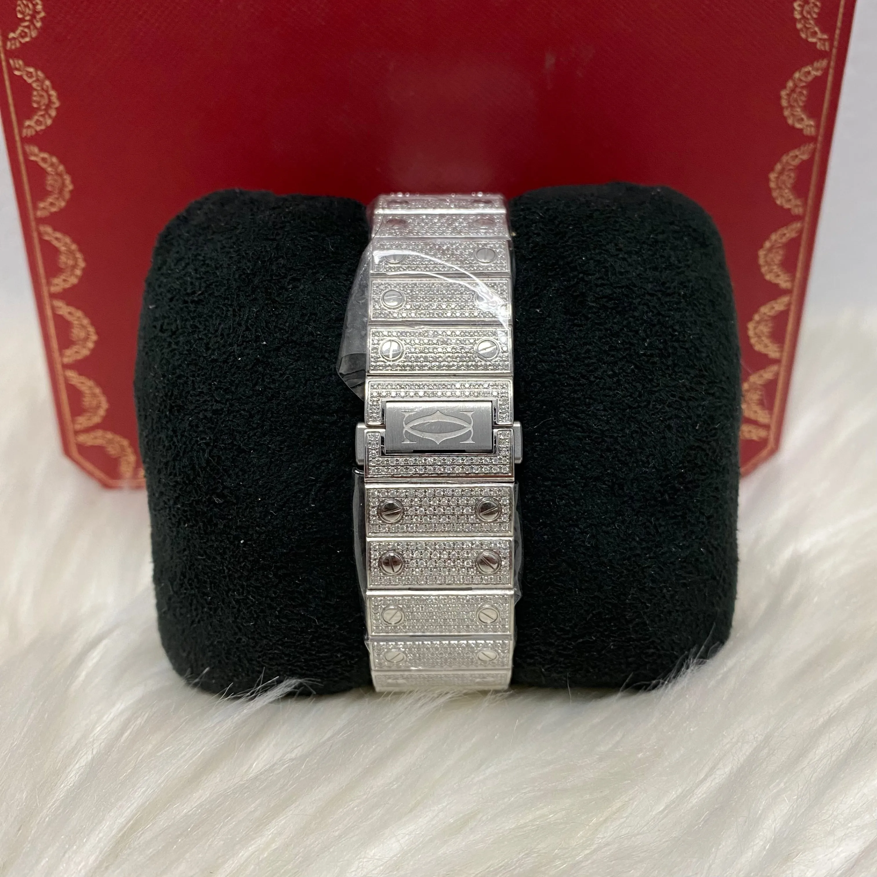 Cartier Santos 40Mm Natural Diamonds Bussdown Arabic Fully Linked 2022