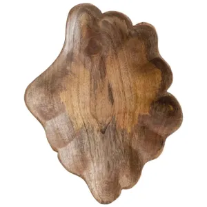 Carved Mango Wood Scalloped Bowl